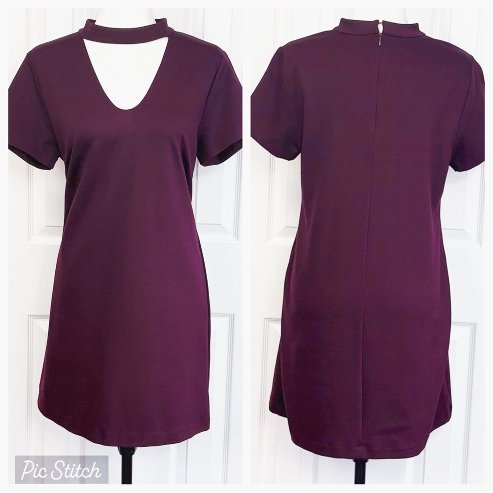 Sanctuary Dark Purple Knit Choker Madeline Tunic Shift Dress Medium